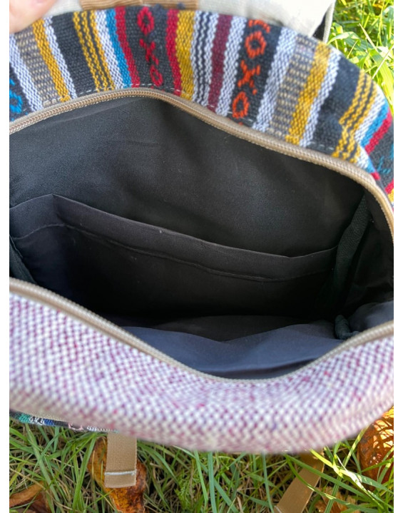 Ethno batoh z konope - farebný stredný